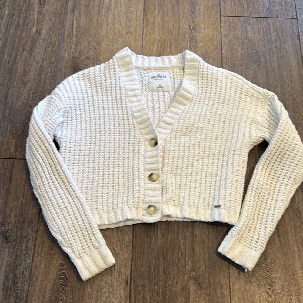 Hollister Cream Chunky Knit Cardigan